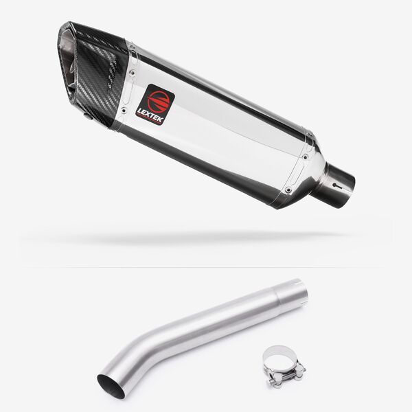 Lextek Polished Stainless Steel SP4 300mm Exhaust with Link Pipe