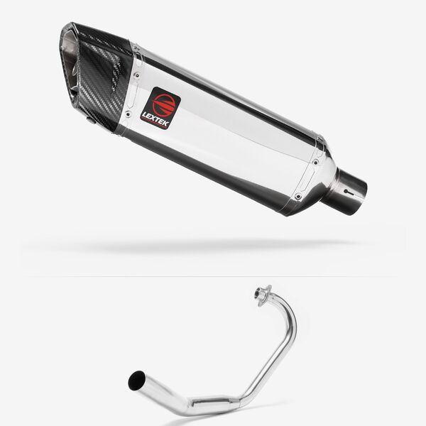 Lextek Polished Stainless Steel SP4 300mm Exhaust System for Honda CBF 125 (08-16)