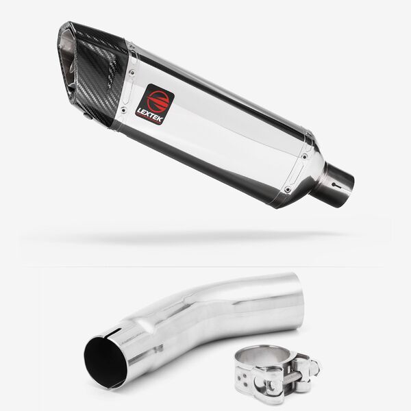 Lextek Polished Stainless Steel SP4 300mm Exhaust with Link Pipe for Suzuki GSX-S750 (17-21)