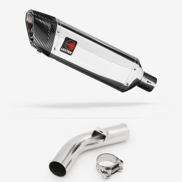 Lextek Polished Stainless Steel SP4 300mm Exhaust with Link Pipe