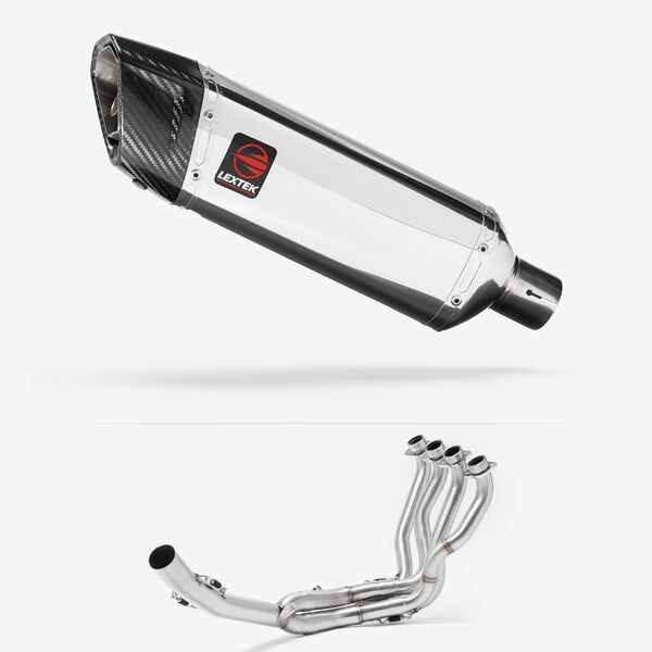 Lextek Polished Stainless Steel SP4 300mm Exhaust System for Suzuki GSXR 1000 (17-24)