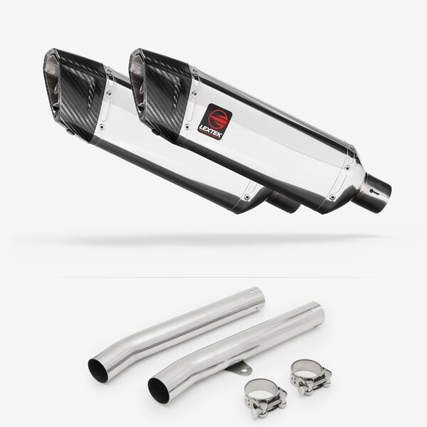Lextek Polished Stainless Steel SP4 300mm Exhaust with Link Pipes