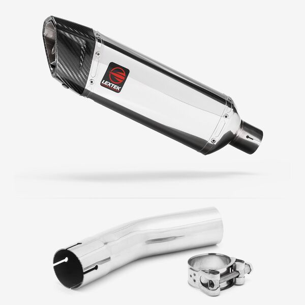 Lextek Polished Stainless Steel SP4 300mm Exhaust with Link Pipe for Lexmoto LXR 125 & 380