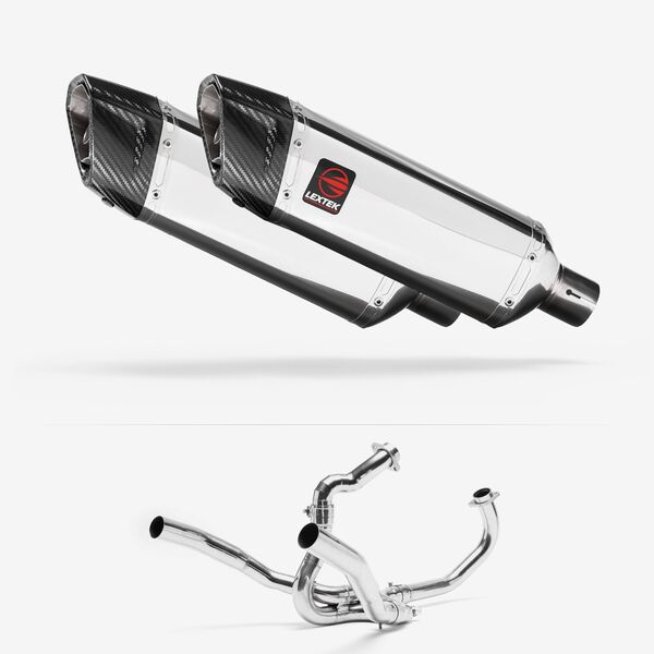 Lextek Polished Stainless Steel SP4 300mm Exhaust System for SUZUKI SV1000 (03-07)
