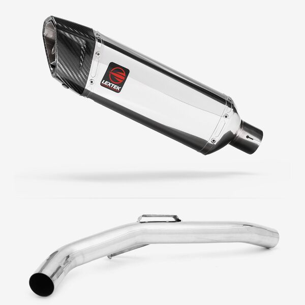 Lextek Polished Stainless Steel SP4 300mm Exhaust with Link Pipe for Triumph Explorer 1200 (12-18)
