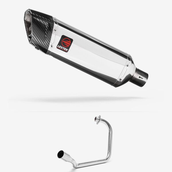 Lextek Polished Stainless Steel SP4 300mm Exhaust System for Honda CB125F/GLR125 (15-19)