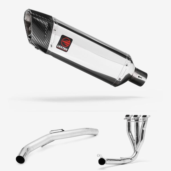 Lextek Polished Stainless Steel SP4 300mm Exhaust System for Triumph Explorer 1200 (12-21)