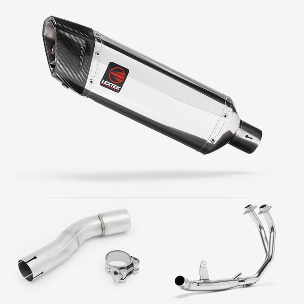 Lextek Polished Stainless Steel SP4 300mm Exhaust System for Honda CMX500 Rebel (17-24)