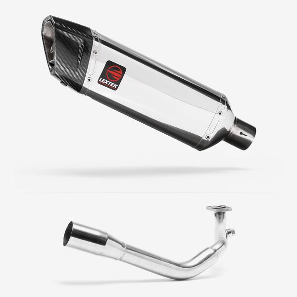 Lextek Polished Stainless Steel SP4 300mm Exhaust System for Lexmoto Titan 125