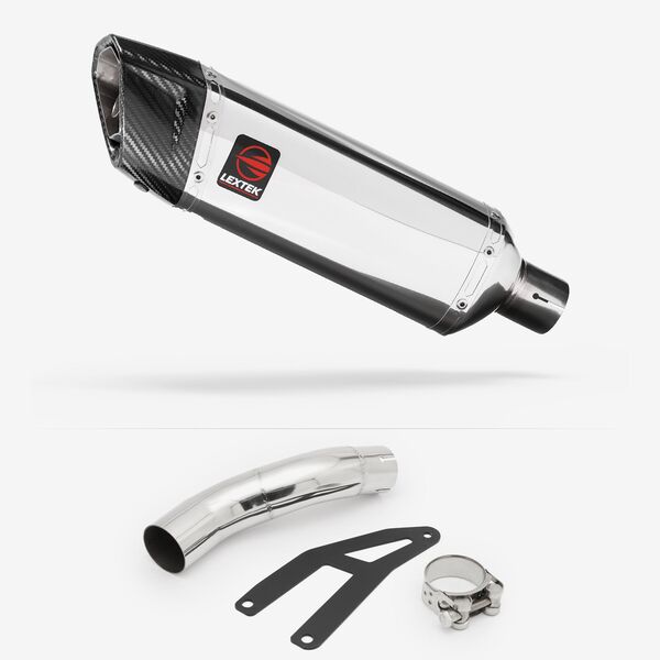 Lextek Polished Stainless Steel SP4 300mm Exhaust with Low Level Link Pipe