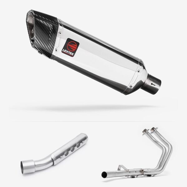 Lextek Polished Stainless Steel SP4 300mm Exhaust System for Yamaha Tenere 700 (19-24)