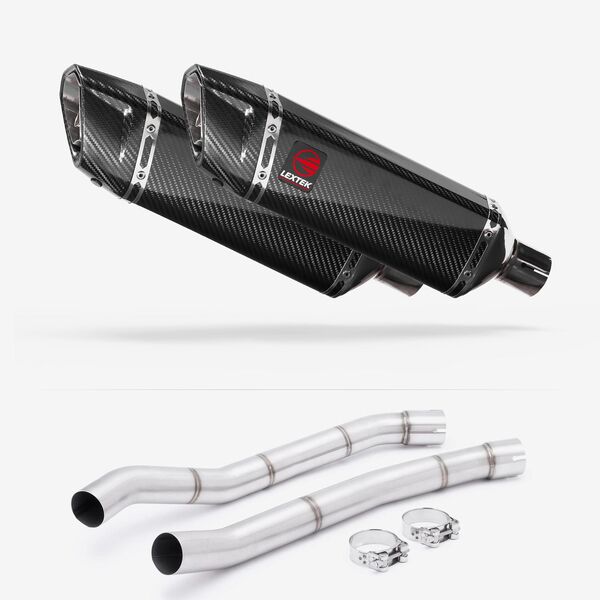 Lextek Carbon Fibre SP9C 300mm Exhaust with Link Pipes for Kawasaki ZZR1400 (12-19)
