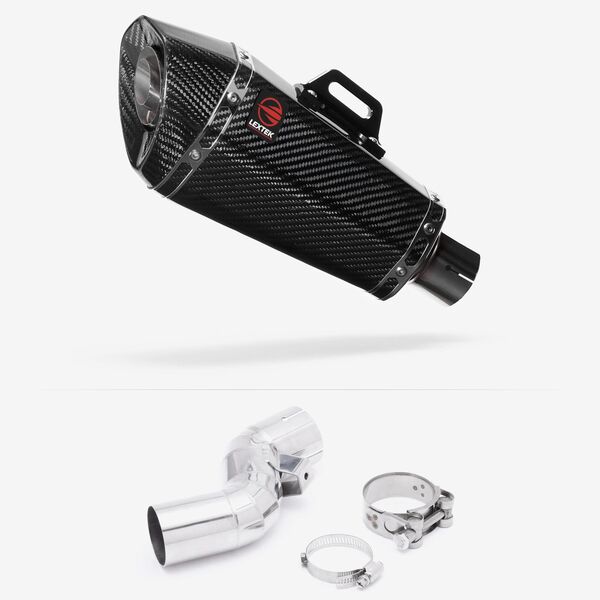 Lextek Carbon Fibre XP8C 210mm Exhaust with Link Pipe for Kawasaki Ninja H2 SX (18-20)
