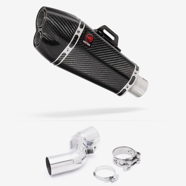 Lextek Carbon Fibre XP13C 210mm Exhaust with Link Pipe for Kawasaki Ninja H2 SX (18-20)