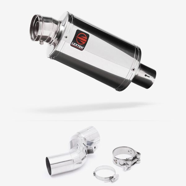 Lextek Polished Stainless Steel OP4 200mm Exhaust with Link Pipe for Kawasaki Ninja H2 SX (18-20)