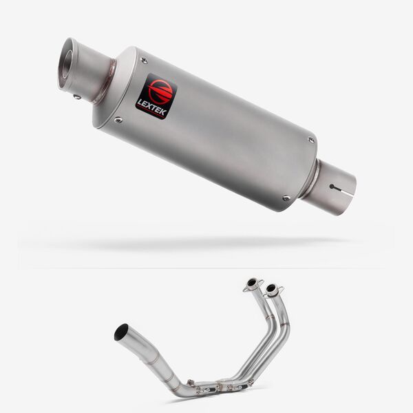 Lextek Matt Stainless Steel GP1 240mm Exhaust System for Yamaha YZF R3/MT-03 (15-24)