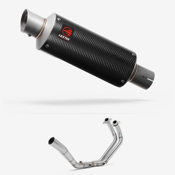 Lextek Carbon Fibre GP8C 240mm Exhaust System for Yamaha YZF R3/MT-03 (15-24)