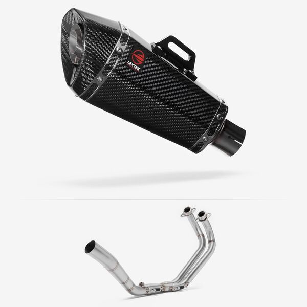 Lextek Carbon Fibre XP8C 210mm Exhaust System for Yamaha YZF R3/MT-03 (15-24)