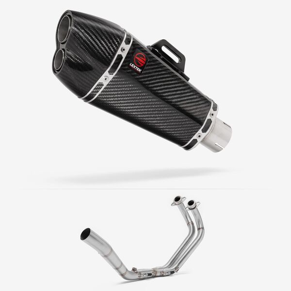 Lextek Carbon Fibre XP13C 210mm Exhaust System for Yamaha YZF R3/MT-03 (15-24)