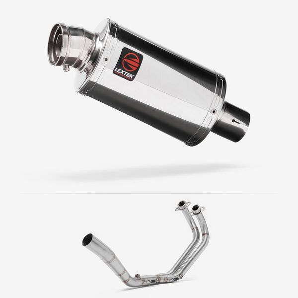 Lextek Polished Stainless Steel OP4 200mm Exhaust System for Yamaha YZF R3/MT-03 (15-24)
