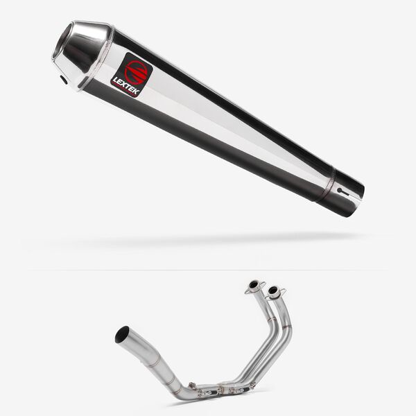 Lextek Polished Stainless Steel AC1 350mm Exhaust System for Yamaha YZF R3/MT-03 (15-24)