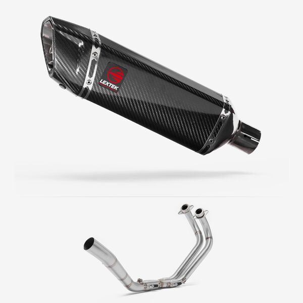 Lextek Carbon Fibre SP9C 300mm Exhaust System for Yamaha YZF R3/MT-03 (15-24)