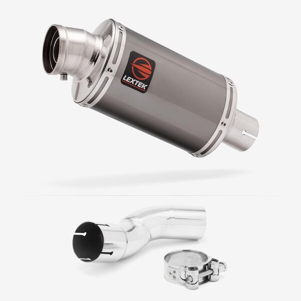 Lextek Smoked Stainless Steel OP15 200mm Exhaust with Link Pipe for Kawasaki Z H2 (20-23)