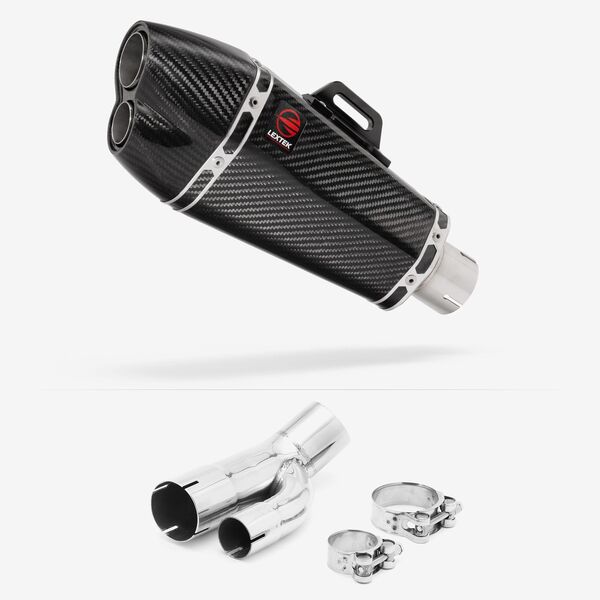 Lextek Carbon Fibre XP13C 210mm Exhaust with Link Pipe for BMW S1000R 2017-2020
