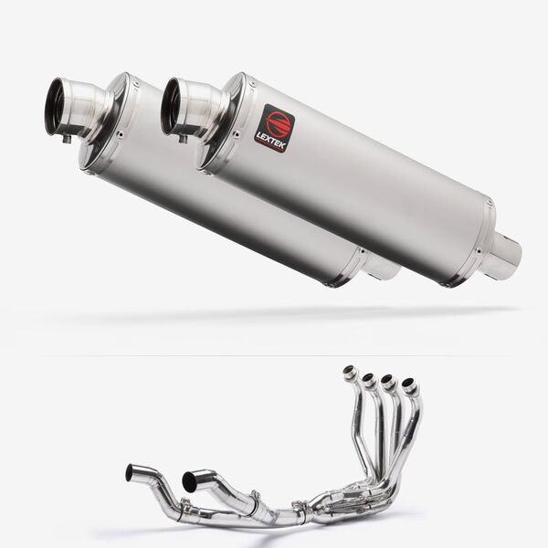 Lextek Matt Stainless Steel OP1 350mm Twin Exhaust System for Kawasaki Ninja 1000SX 20-