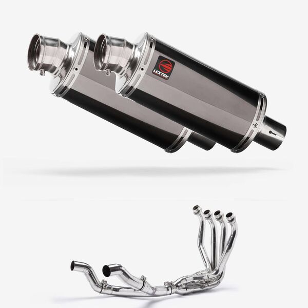 Lextek Smoked Stainless Steel OP16 250mm Twin Exhaust System for Kawasaki Ninja 1000SX 20-