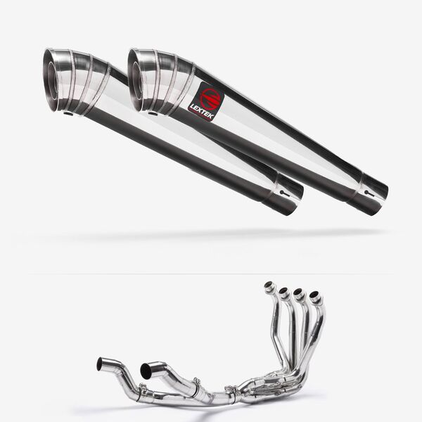 Lextek Polished Stainless Steel MP4 300mm Twin Exhaust System for Kawasaki Ninja 1000SX 20-