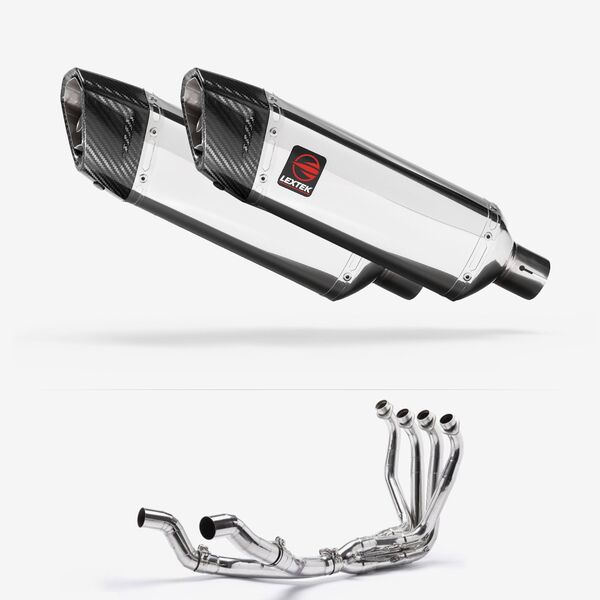 Lextek Polished Stainless Steel SP4 300mm Twin Exhaust System for Kawasaki Ninja 1000SX 20-