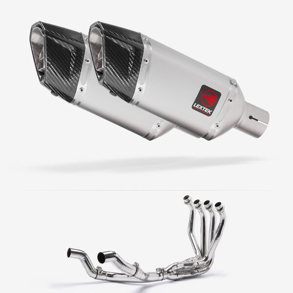 Lextek Matt Stainless Steel SP5 200mm Twin Exhaust System for Kawasaki Ninja 1000SX 20-