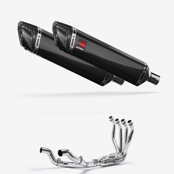 Lextek Carbon Fibre SP7C 400mm Twin Exhaust System for Kawasaki Ninja 1000SX 20-