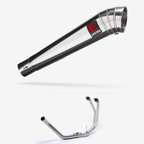 Lextek Polished Stainless Steel MP4 300mm Left Hand Racing Exhaust System for Honda CB500 (93-03)