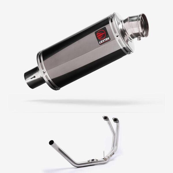 Lextek Dark Tint Stainless Steel OP16 Full Exhaust System 250mm Left Hand Racing Exhaust System
