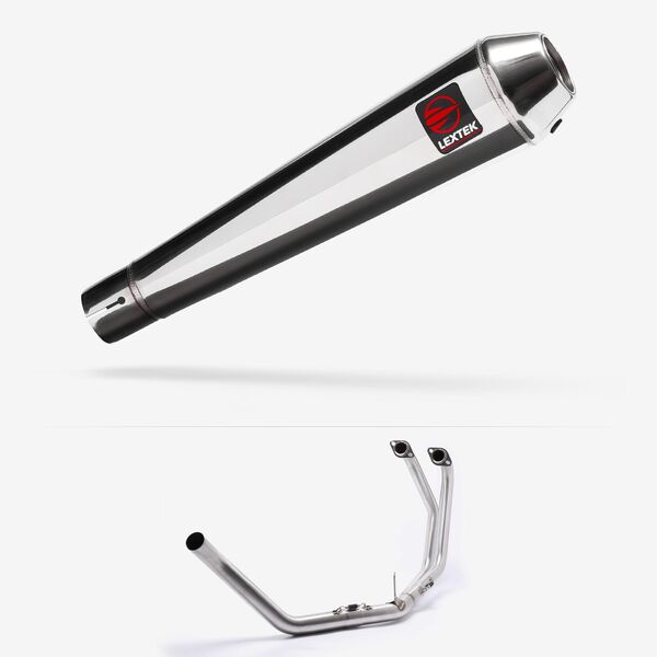 Lextek Polished Stainless Steel AC1 350mm Left Hand Racing Exhaust System for Honda CB500 (93-03)