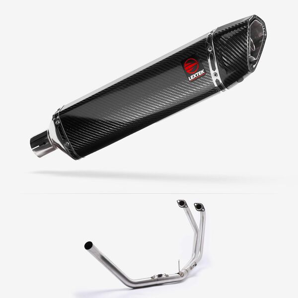 Lextek Carbon Fibre SP7C 400mm Left Hand Racing Exhaust System for Honda CB500 (93-03)