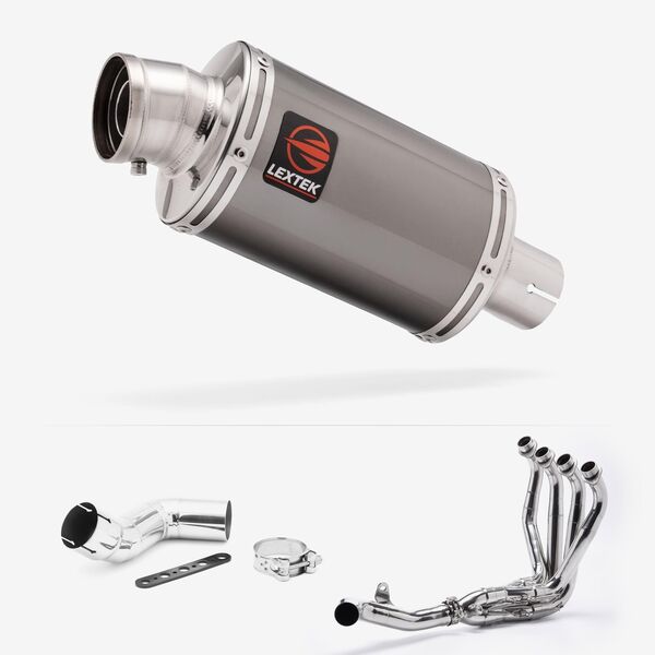 Lextek Smoked Stainless Steel OP15 200mm Exhaust System for Kawasaki Ninja 1000SX (20- )