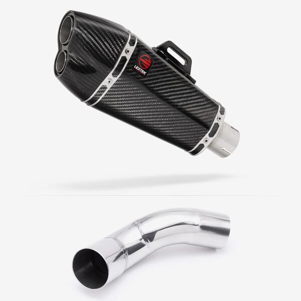 Lextek Carbon Fibre XP13C 210mm Exhaust with Link Pipe for Kawasaki Z900 (20-23)