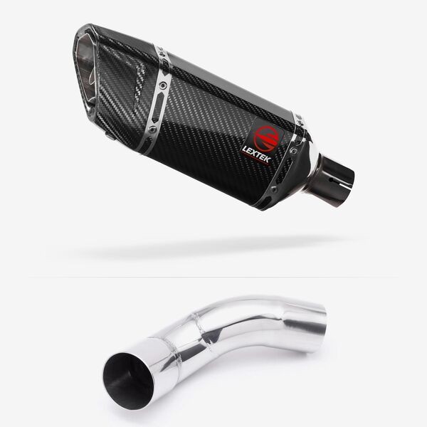 Lextek Carbon Fibre SP11C 200mm Exhaust with Link Pipe for Kawasaki Z900 (20-23)