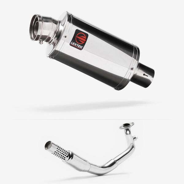 Lextek Polished Stainless Steel OP4 200mm Exhaust System for Lexmoto Enigma 125