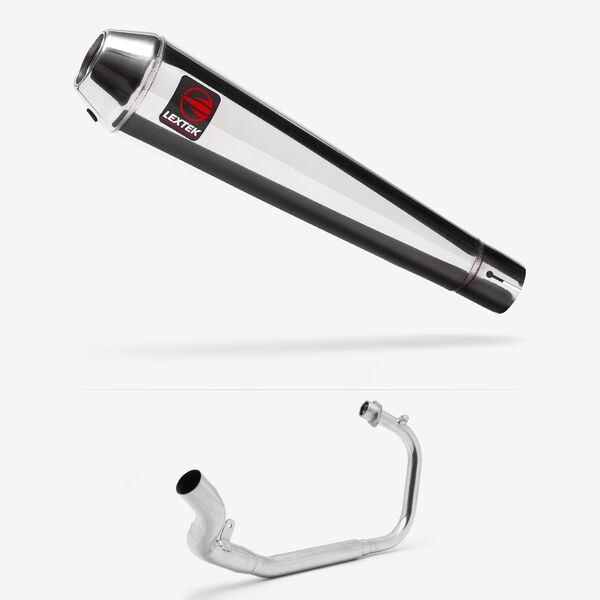 Lextek Polished Stainless Steel AC1 350mm Exhaust System for Lexmoto LXR 125