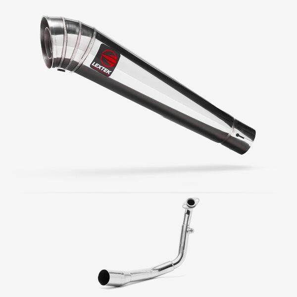 Lextek Polished Stainless Steel MP4 300mm Exhaust System for Lexmoto Titan Euro 5 (2021-)