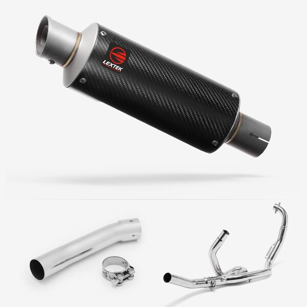 Lextek Carbon Fibre GP8C 240mm Exhaust System for Suzuki SV650 (99-02)