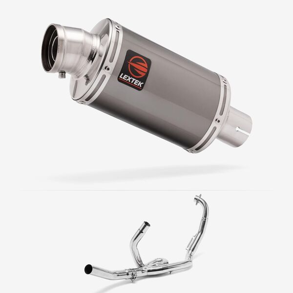 Lextek Smoked Stainless Steel OP15 200mm Exhaust System for Suzuki SV650 (99-02)