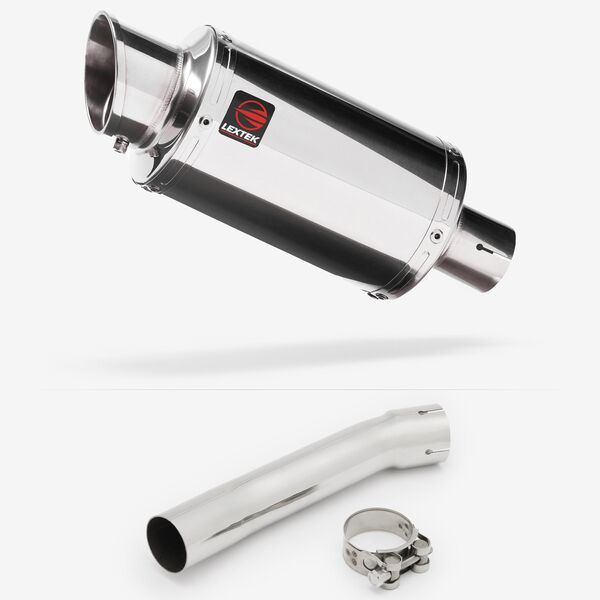 Lextek Stainless Steel YP4 Stubby Exhaust 200mm with Link Pipe for Suzuki SV650 (99-02)