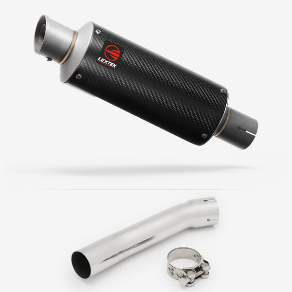 Lextek Carbon Fibre GP8C 240mm Exhaust with Link Pipe for Suzuki SV650 (99-02)