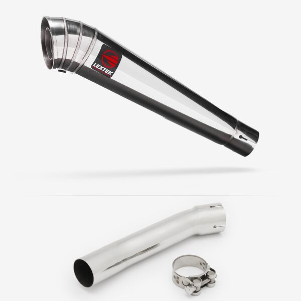 Lextek Polished Stainless Steel MP4 300mm Exhaust with Link Pipe for Suzuki SV650 (99-02)