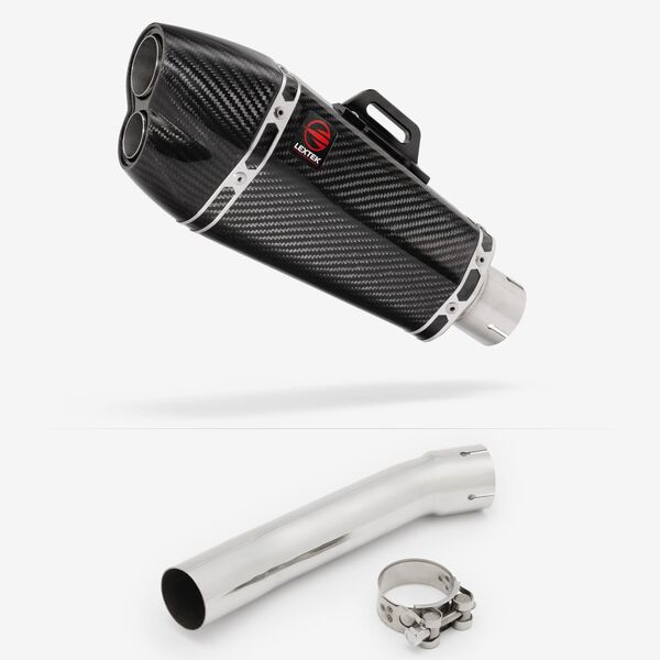 Lextek Carbon Fibre XP13C 210mm Exhaust with Link Pipe for Suzuki SV650 (99-02)